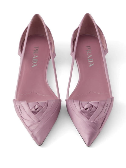 Prada Satin-Finish Cut-Out Ballerinas