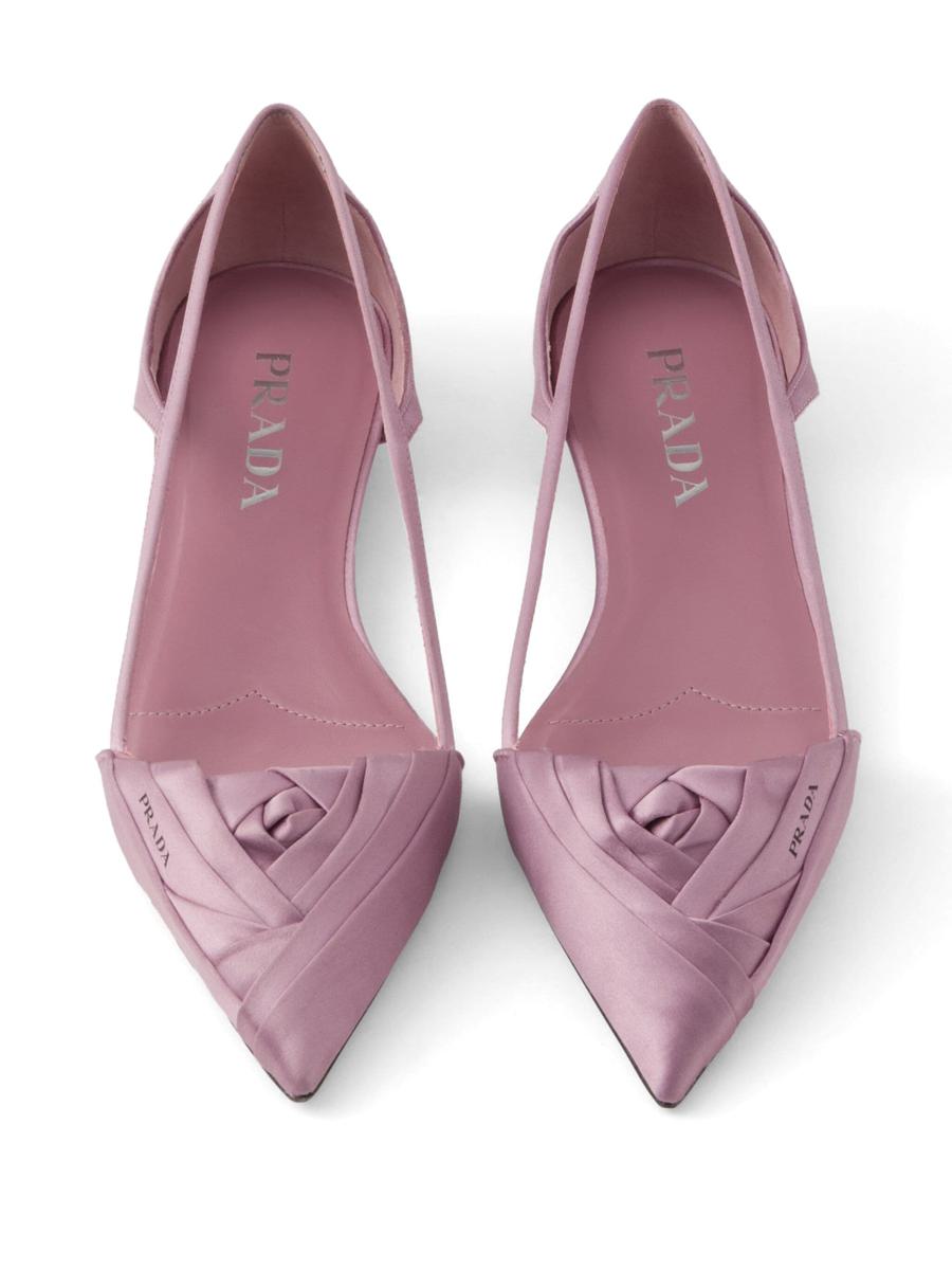 Prada Satin-Finish Cut-Out Ballerinas