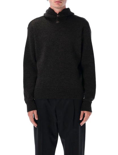 Lemaire Alpaca Wool Hooded Buttoned Sweater