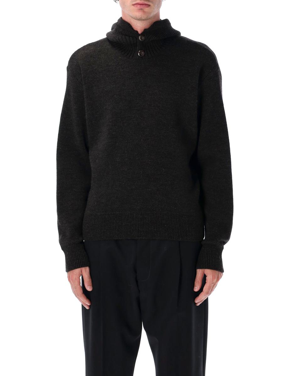 Lemaire Alpaca Wool Hooded Buttoned Sweater