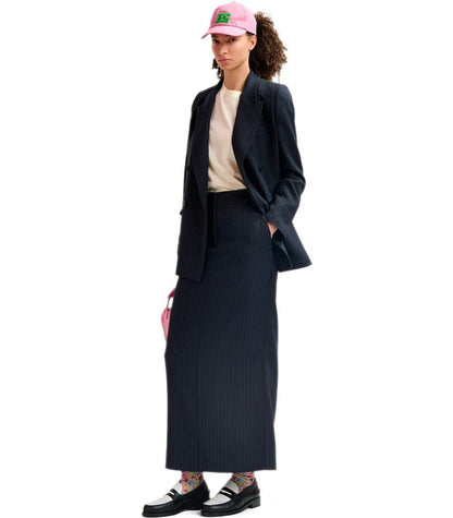 Essentiel Antwerp Glossary Navy Blue Midi Skirt