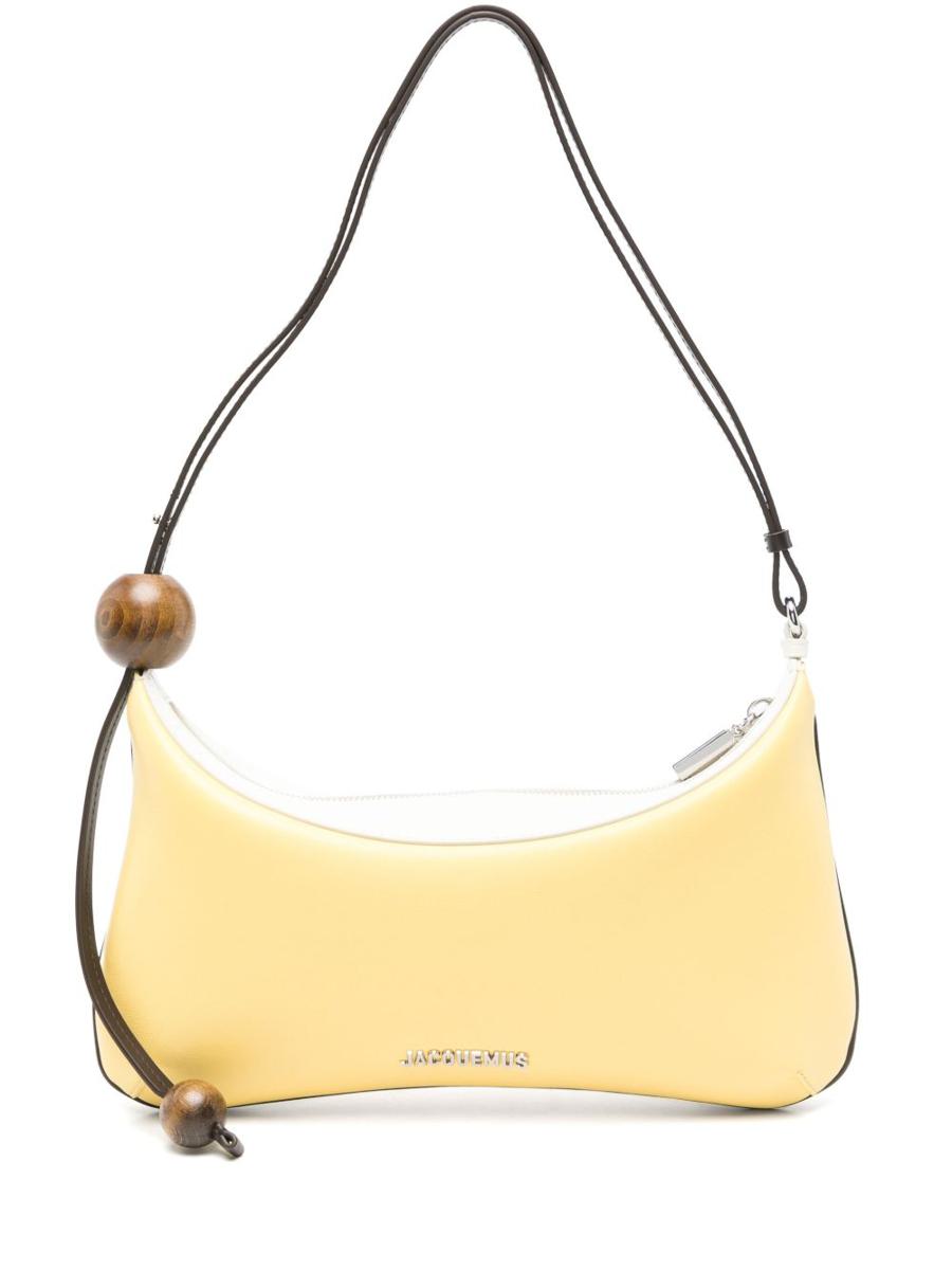 Jacquemus 'The Large Bisou' Perle Shoulder Bag In Yellow Leather