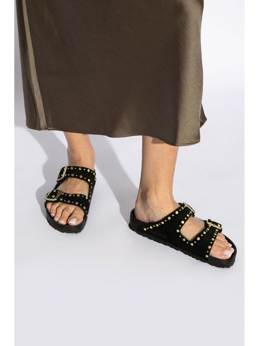 Birkenstock 'Florida' Black Leather Slippers
