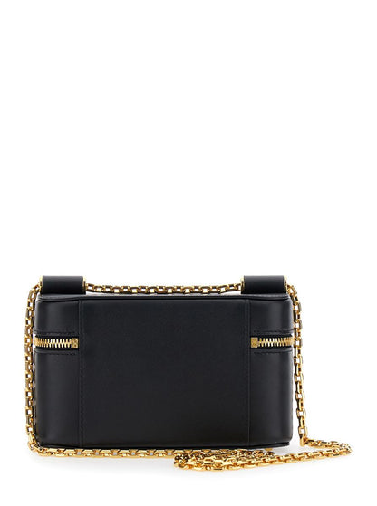 'Sicily Cube' Black Shoulder Bag With Logo Plaque On The Front And Double Zip In Leather Woman