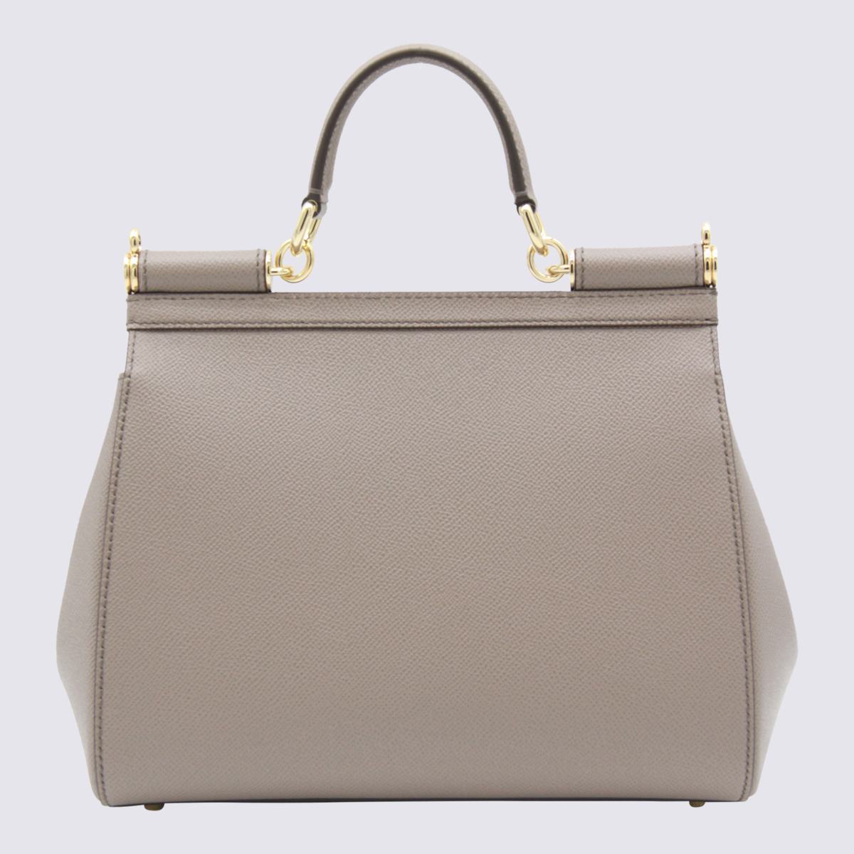 Dolce & Gabbana Grey Leather Sicily Big Top Handle Bag