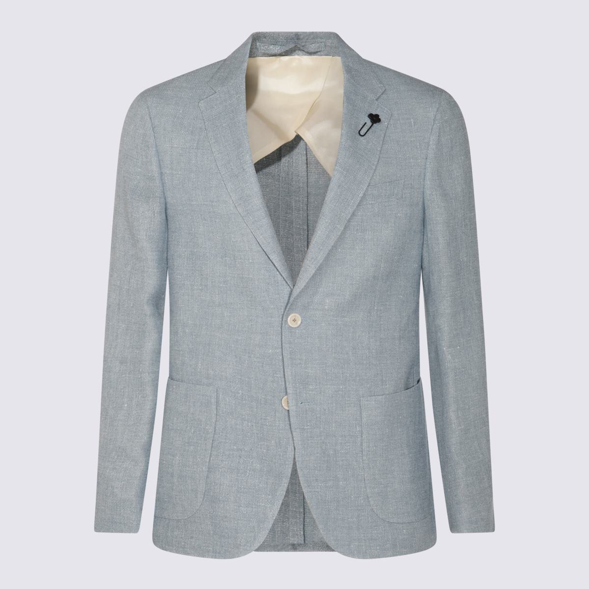 Lardini Light Blue Linen-Wool Blend Blazer