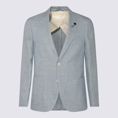 Lardini Light Blue Linen-Wool Blend Blazer