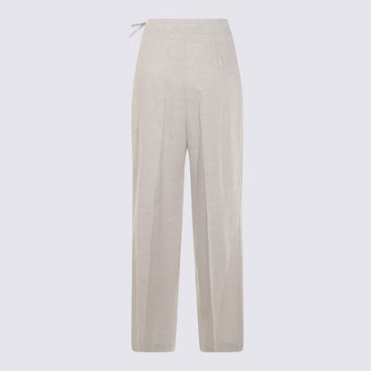 Eleventy Grey Linen And Wool Pants