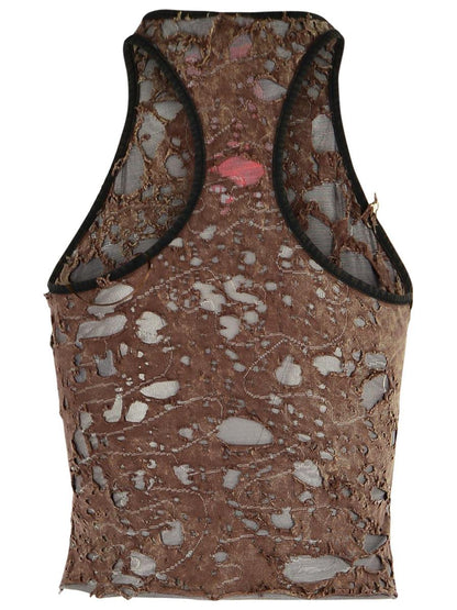 Diesel Brown Cotton Blend Tank Top