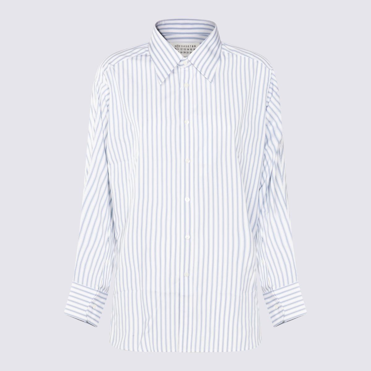Maison Margiela White And Light Blue Cotton Shirt