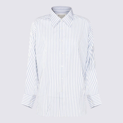 Maison Margiela White And Light Blue Cotton Shirt