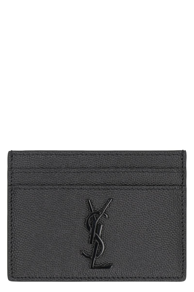 Saint Laurent Cassandre Logo Detail Leather Card Holder