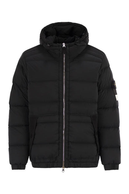 Stone Island Hooded Down Jacket With Seamless, Drip-Proof Feather Channels