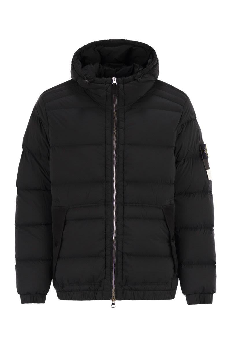 Stone Island Hooded Down Jacket With Seamless, Drip-Proof Feather Channels