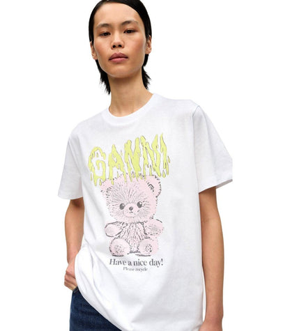 Ganni Teddy White T-Shirt