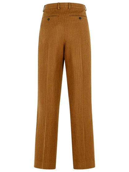 Dries Van Noten 'Penrud' Straight Brown Wool Pants