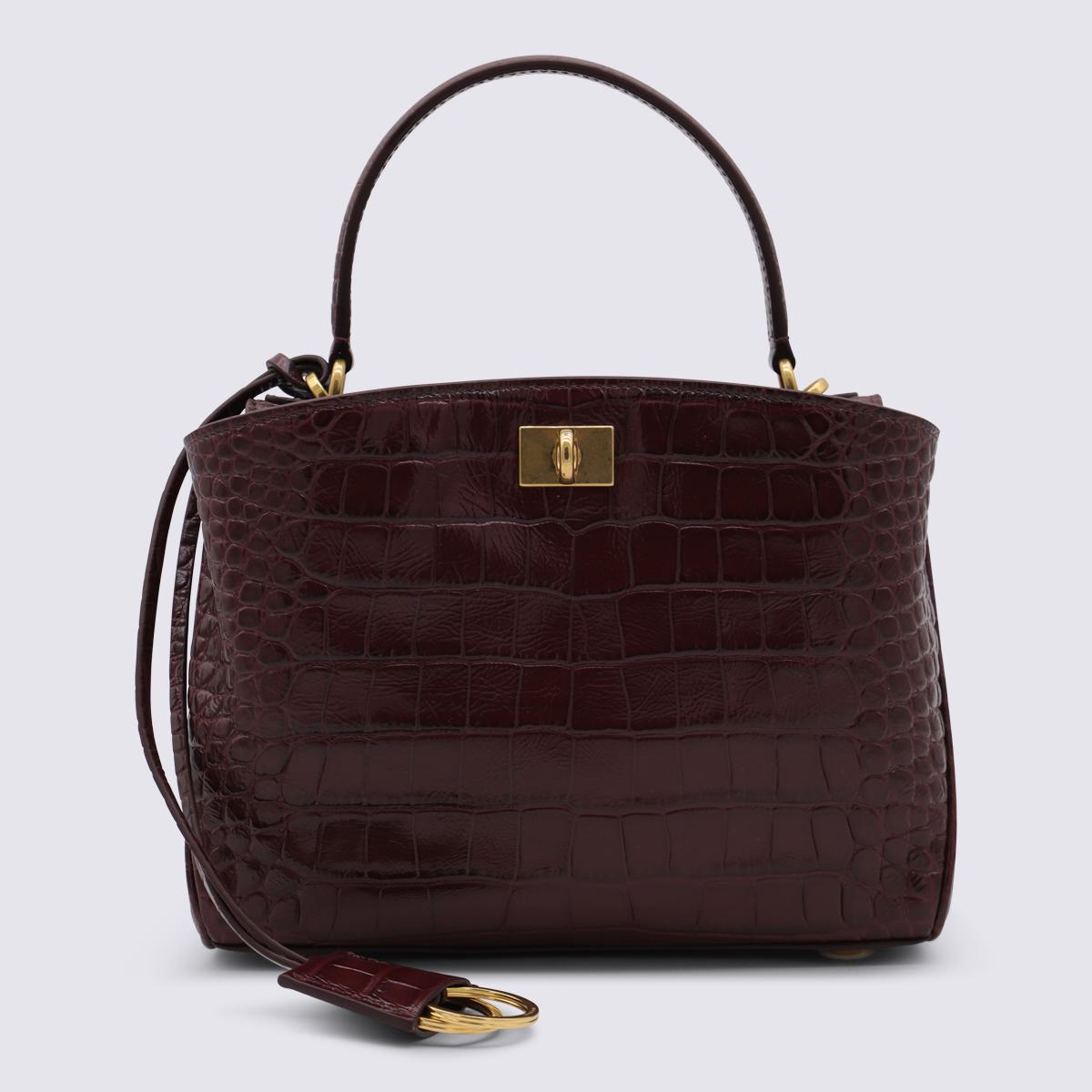 Balenciaga Dark Red Leather Rodeo Mini Top Handle Bag