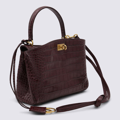 Balenciaga Dark Red Leather Rodeo Mini Top Handle Bag
