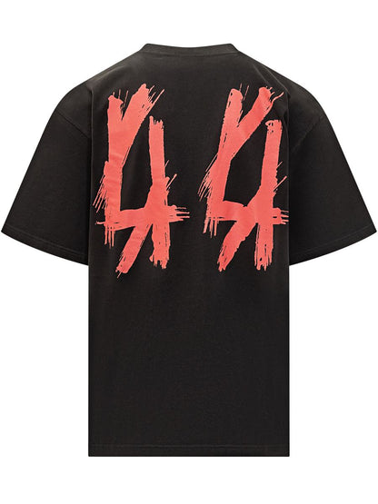 M44 Label Group Black Oversized 44 Label Group T-Shirt With Front Row Print