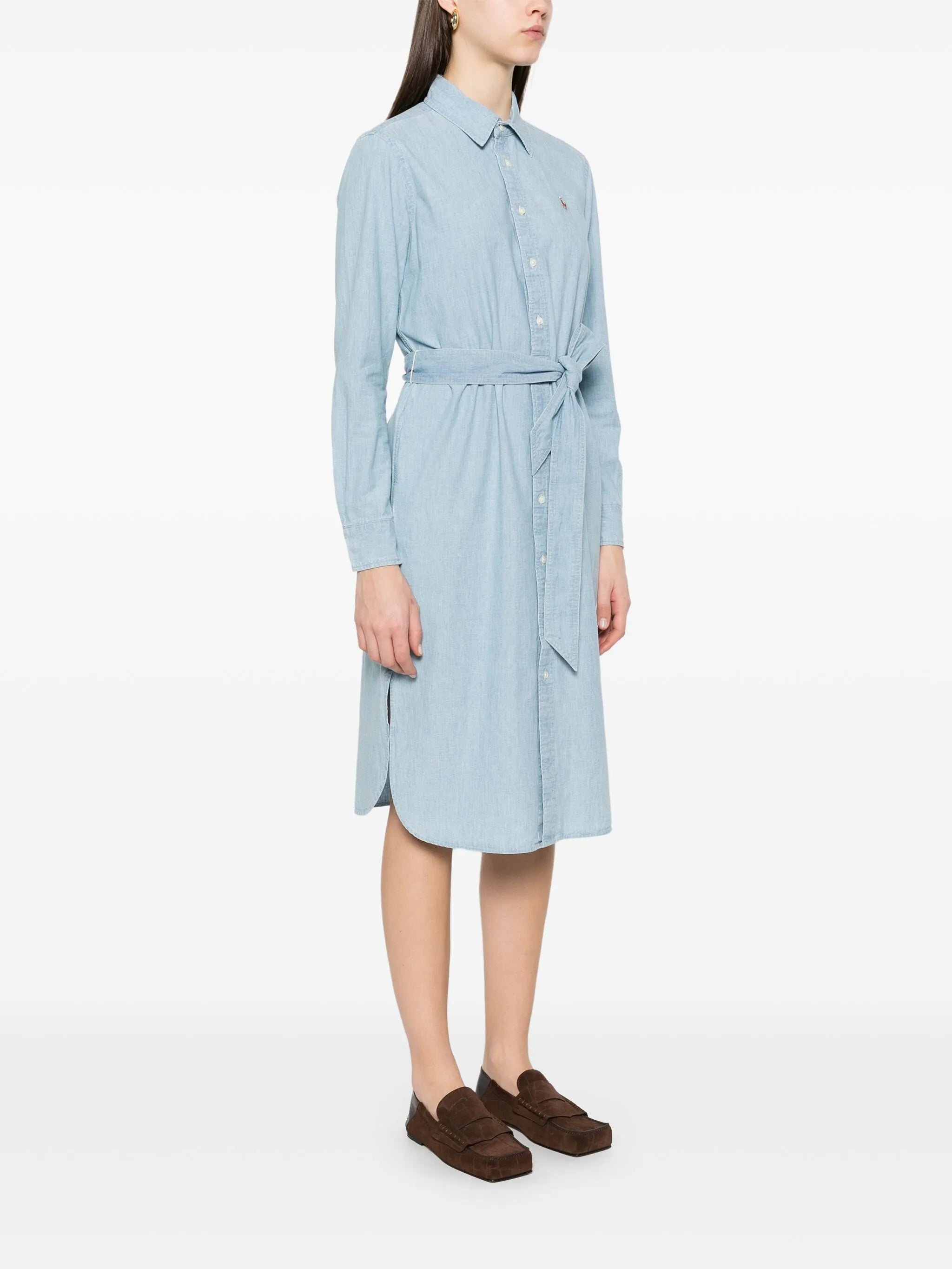 Long shirt dress with belt