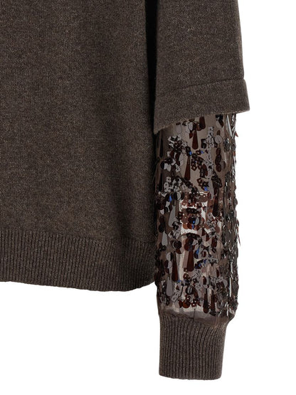 Brunello Cucinelli Sequin Sleeve Sweater