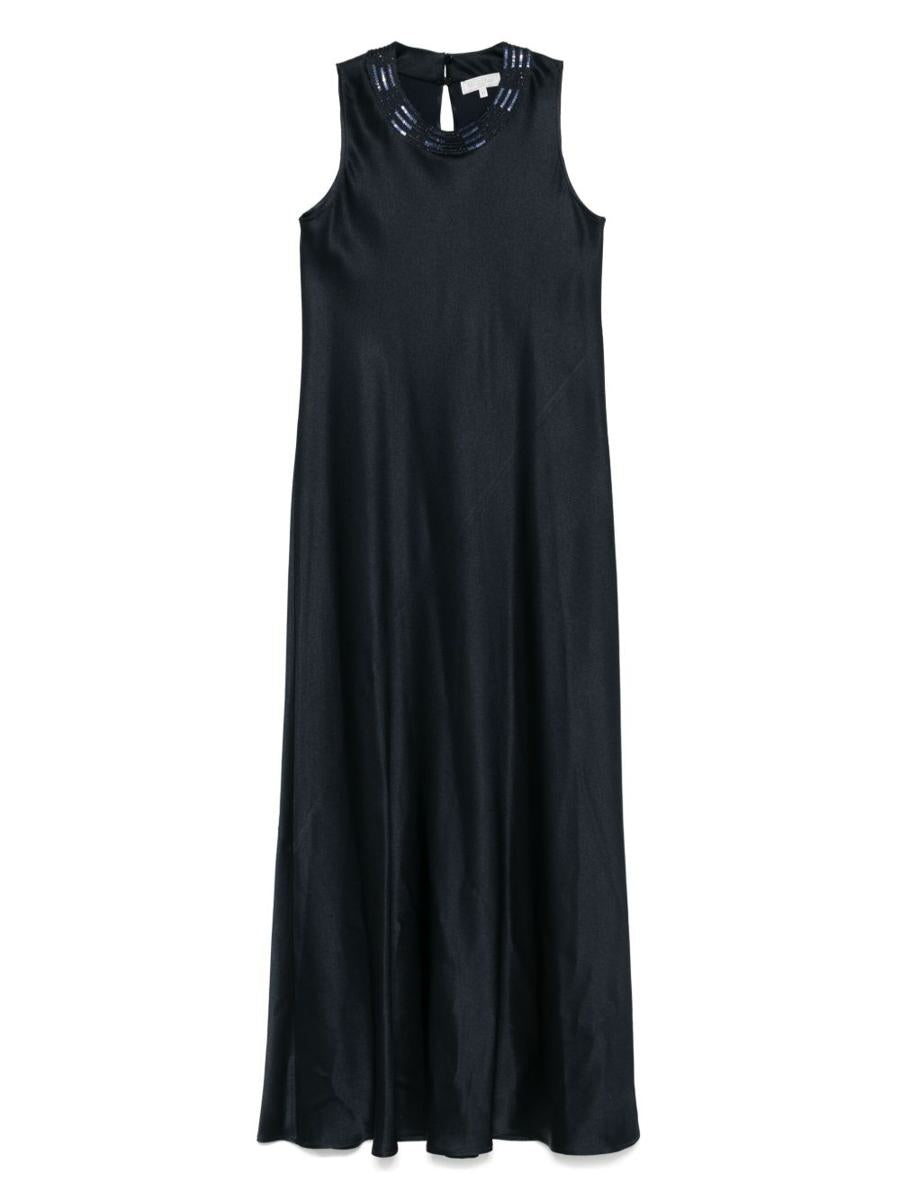 Antonelli Navy Blue Long Dress Neck Detail