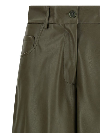 Nude Leather-Effect Bermuda Shorts