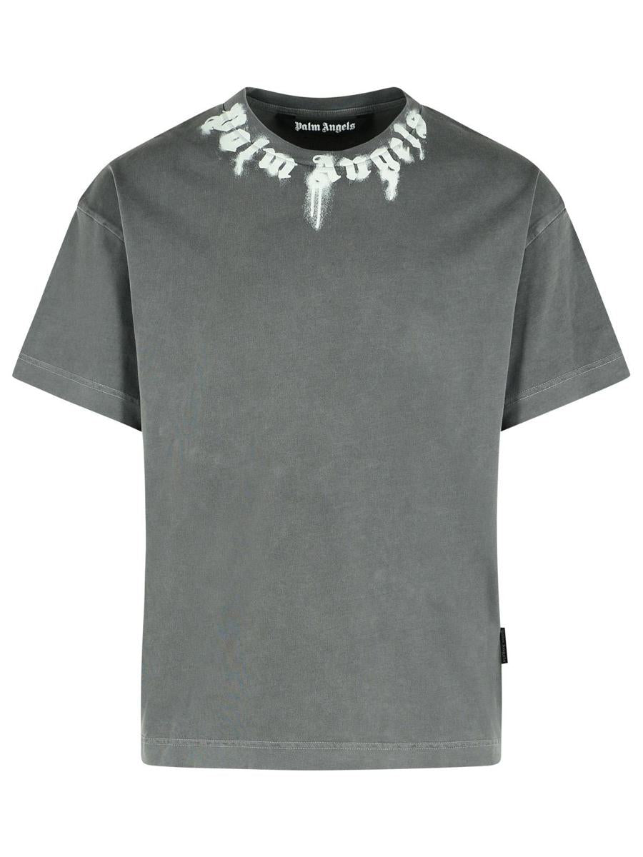 Palm Angels Gray Cotton T-Shirt