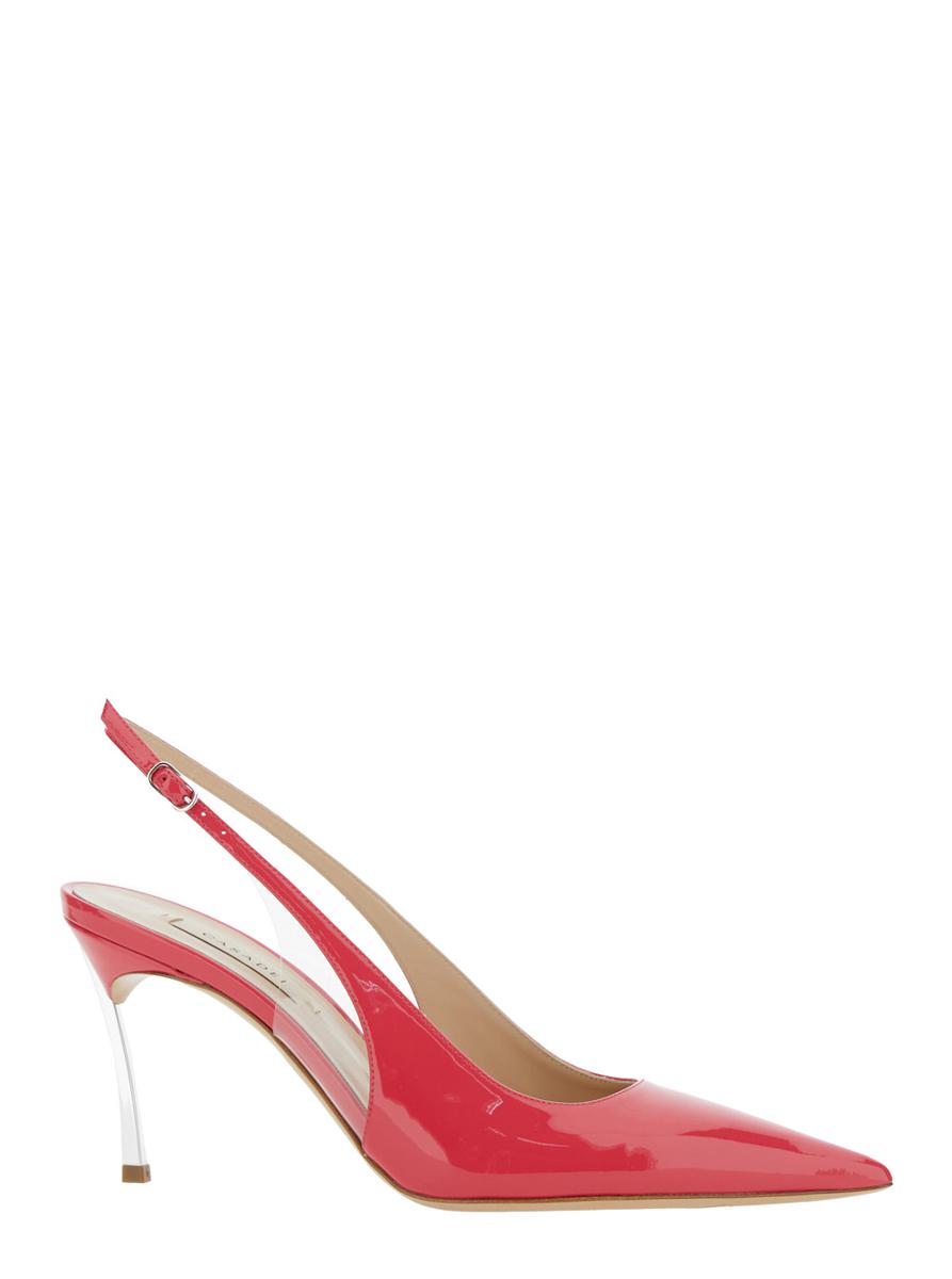 'Superblade Tiffany' Pink Slingback Pumps With High Heel In Patent Leather Woman
