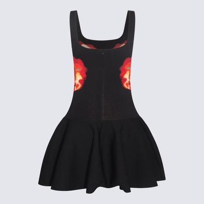 Alexander McQueen Black Multicolour Viscose Blend Dress