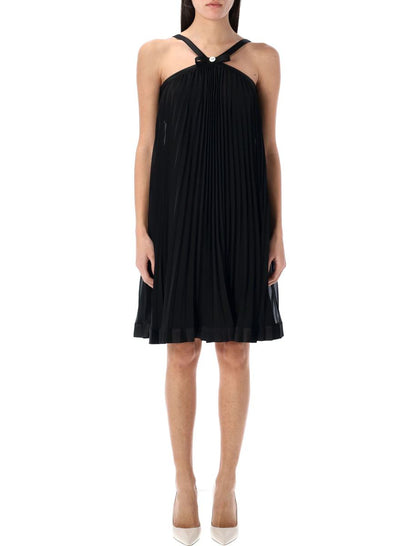 Versace Halterneck Pleated Mini Dress
