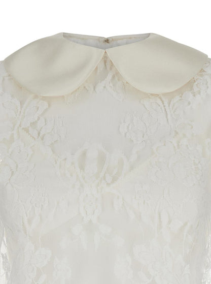 White Minidress In Chantilly Lace Woman