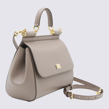 Dolce & Gabbana Grey Leather Sicily Big Top Handle Bag