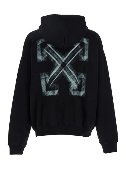 'Vibe Arrow Skate' Black Hoodie With Drawstring Hood And Maxi Logo Print On The Rear In Cotton Man
