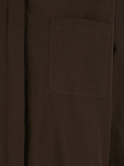 Brown Shirt With Classic Collar And Patch Pocket On The Chest In Cotton Woman