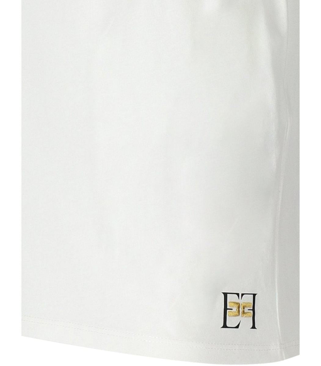 Elisabetta Franchi White T-Shirt With Brooch