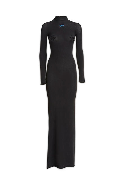 Off-White High-Neck Long Dress