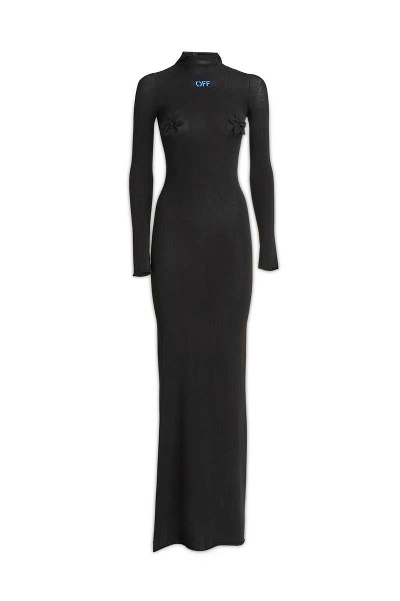 Off-White High-Neck Long Dress