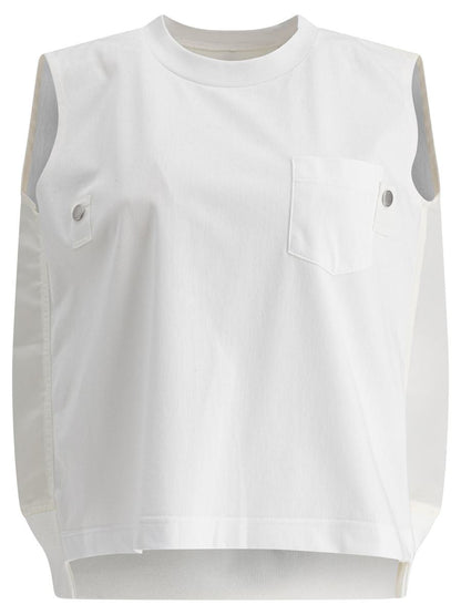 Sacai Cotton Jersey And Nylon Twill Tank Top