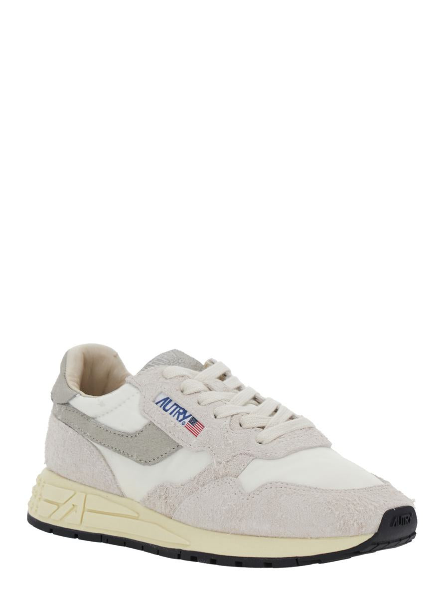 'Reelwind' Grey Low Top Sneakers With Logo Patch In Leather And Fabric Woman