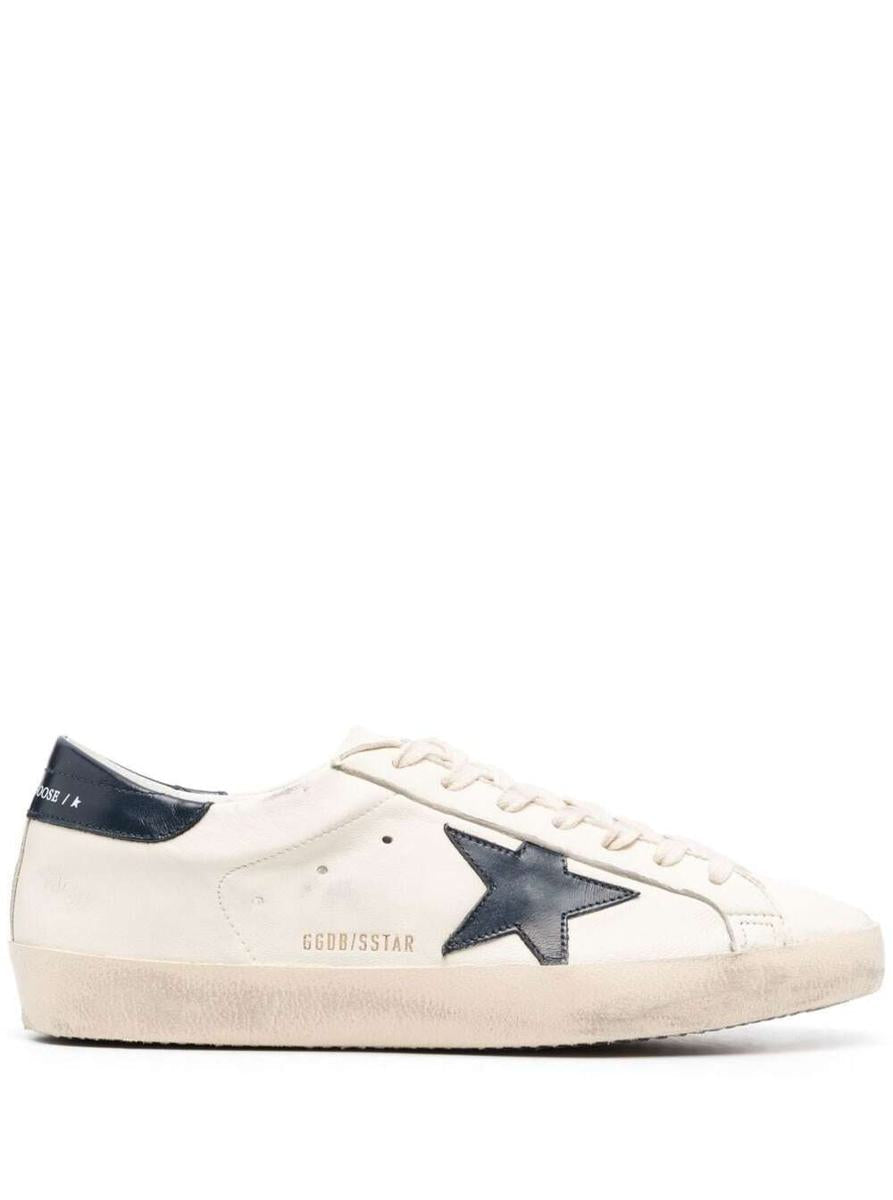 'Super-Star' White Low Top Sneakers With Embossed Logo And Contrasting Heel Tab In Leather Man
