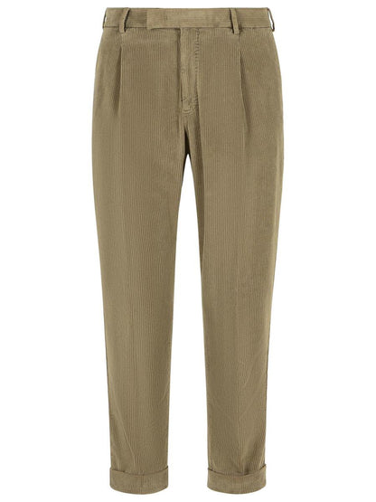 Pt Torino Beige Cotton Blend Trousers