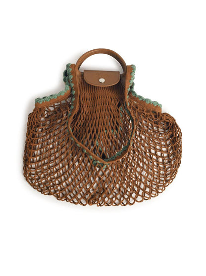 Longchamp 'L Le Pliage' Tobacco Canvas Mesh Bag