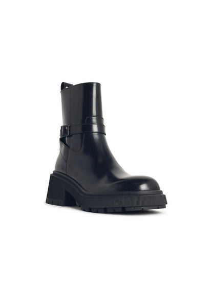 Jimmy Choo 'Conny Flat' Black Leather Ankle Boots