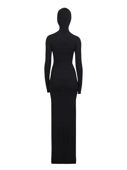 Off-White High-Neck Long Dress