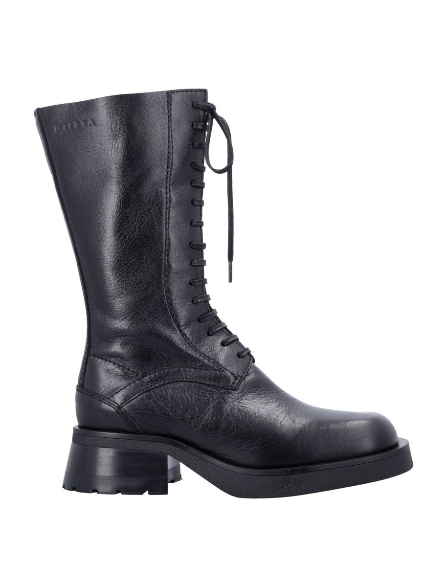Miista Vel Lace-Up Leather Boots Black
