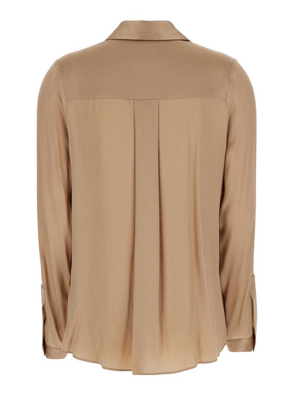 Beige Shirt With Classic Collar And Button Closure In Silk Blend Woman