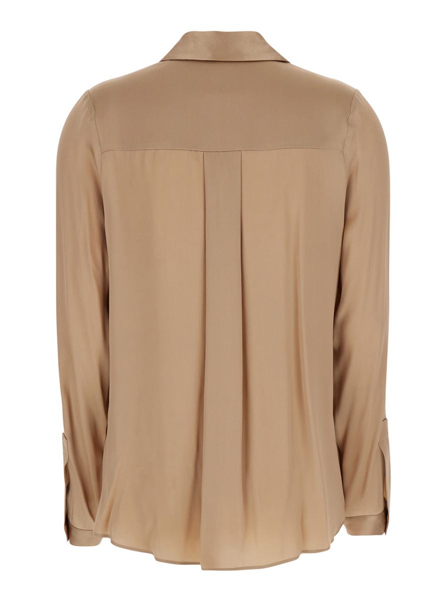Beige Shirt With Classic Collar And Button Closure In Silk Blend Woman