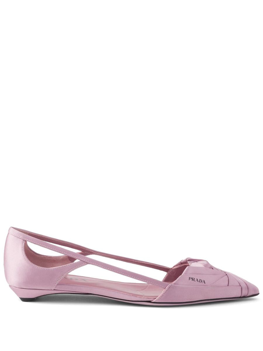 Prada Satin-Finish Cut-Out Ballerinas