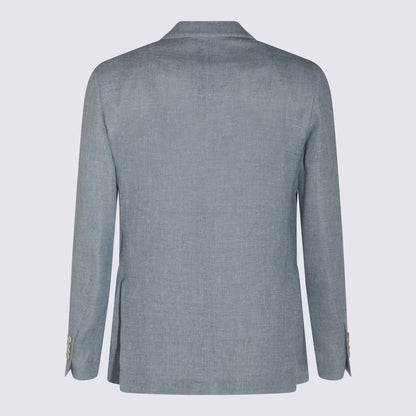 Lardini Light Blue Linen-Wool Blend Blazer